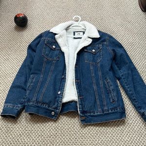 Denim faux fur lined jacket.